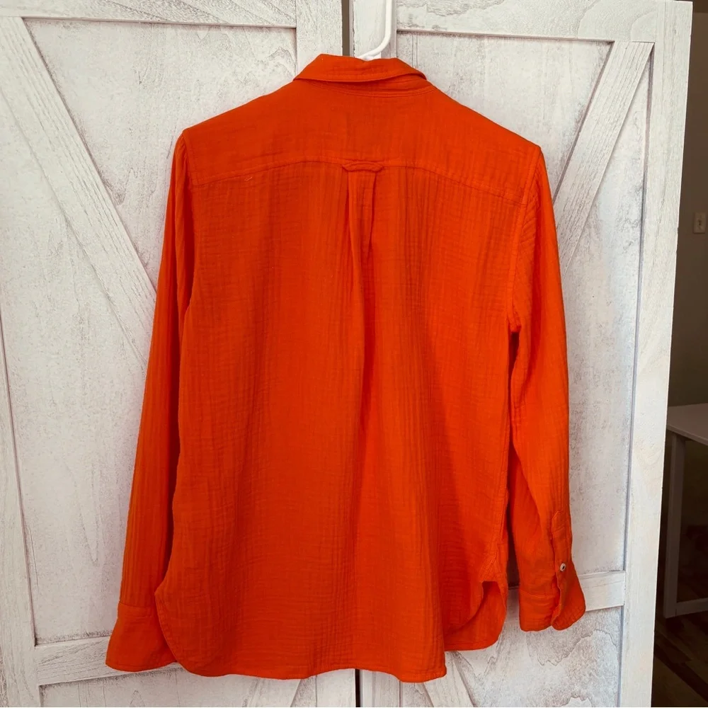 J. Crew Button Down Gauzy Top Women’s Size 4 Orange
